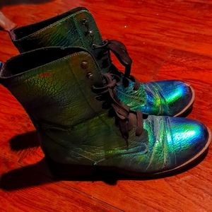 Oil spill colored boots